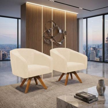 Imagem de Kit 2 Poltronas Decorativas Stella Giratória Couro Sintético Marrom D`Rossi