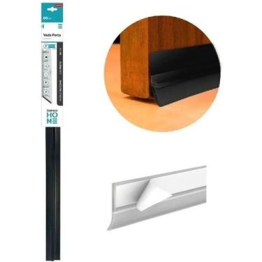Imagem de Veda Porta Com Adesivo 3m 80cm Rodo Silicone Preto Stamaco