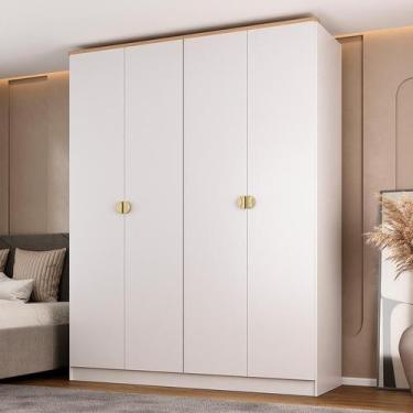 Imagem de Guarda-Roupa Solteiro Brescia 4 Portas 2 Gavetas Branco - Modern