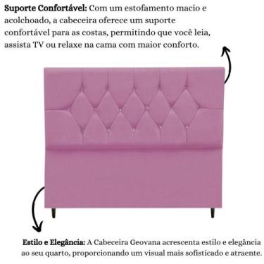Imagem de Cabeceira Estofada Cama Box Casal 140 Cm Geovana Suede Rosê - PARÔ MÓV