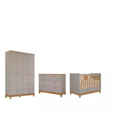 Imagem de Quarto Completo Bebe Permobili Biscoito Retro MDF - - Branco Acetinado