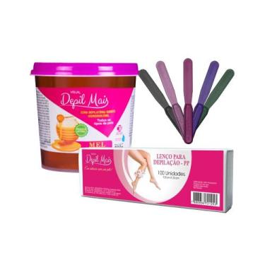 Imagem de Kit Cera Depilatória Quente Natural Visual Depil Mais 600g Hidrossolúv
