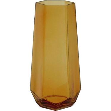 Imagem de Vaso Decorativo Enfeite Casa Geométrico Home&co Vidro 28x10x10cm âmbar