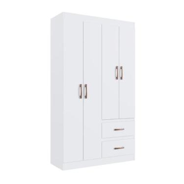 Imagem de Guarda-Roupa Solteiro Dallas 4 Portas 2 Gavetas - Doripel, Branco/Flex