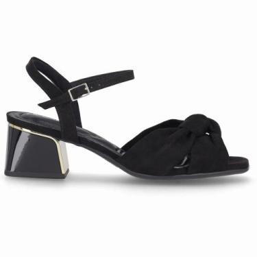 Imagem de Sandália Feminina Renee Salto Bloco Preto Ouro Piccadilly 543097-2, 37