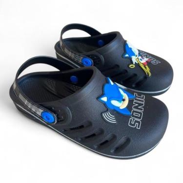 Imagem de Babuche Menino Infantil Sonic Speed Azul Grendene Kids, PRETO/PRATA/AZ