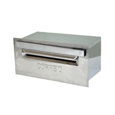 Imagem de Caixa de Correio 1846MTM Inox para Grade Cartas e Revistas 20x40x15cm Prata Metalmig