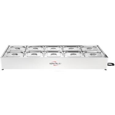 Imagem de Buffet Térmico de Bancada SPL512BC 10 Cubas Aquecimento de Alimentos Aço Inox 2500W 220V Spolu