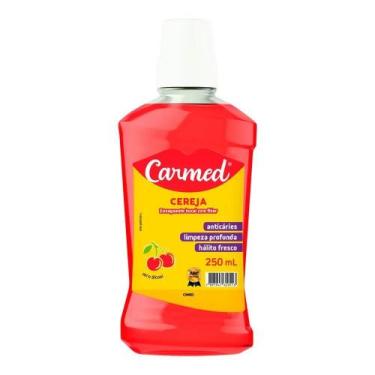 Imagem de Enxaguante Bucal Carmed Sabor Cereja 250ml Higiene Oral Hálito Fresco 