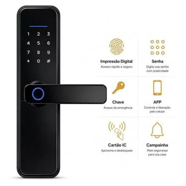Imagem de Fechadura Digital Biométrica com Controle por Aplicativo e Cartão IC