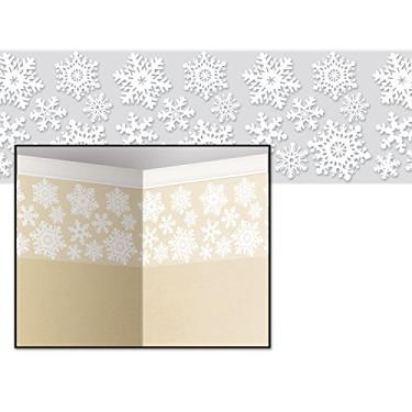 Imagem de Beistle Borda de parede de flocos de neve de Natal, 60,96 cm x 9,24 m, branca/transparente