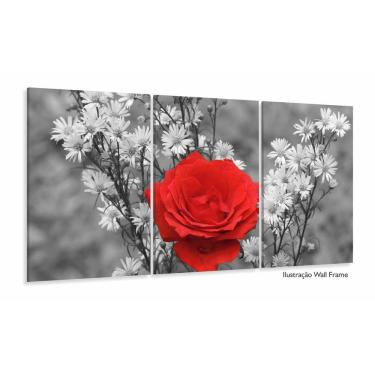 Imagem de Quadro Decorativo Flor Vermelha Mosaico Em Tecido 3 Peças 1R