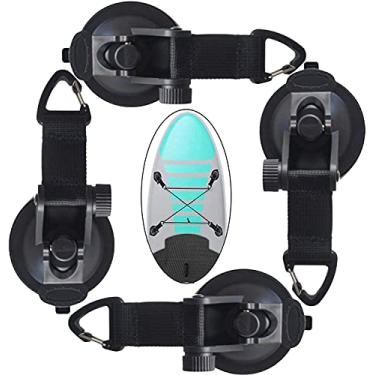 Imagem de Pmsanzay Pacote com 4, ganchos de ventosa resistentes com âncora com alças, forte ventosa de sucção – Dupla sucção, para bote inflável de PVC para barco, bote, caiaque SUP