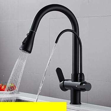 Imagem de Torneira de cozinha 4 polegadas pull down torneira de cozinha com torneira filtrada automática para água potável 360 ° torneira de rotação, sem toque, preto