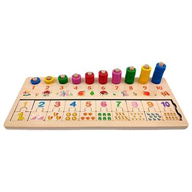 Imagem de Brinquedo Pedagógico Educativo Dominó e Argolinhas Números e Bichinhos Diversão Criatividade 3+ Anos