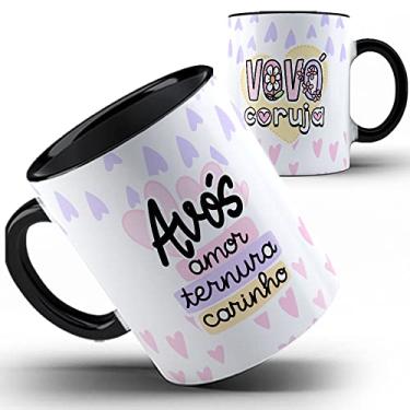 Imagem de Caneca preta vovó coruja avós amor ternura carinho