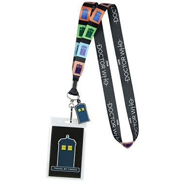 Imagem de Cordão Doctor Who para crachá de identificação Pop Art Travel by Tardis cordão com pingente de borracha