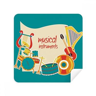 Imagem de Fone de ouvido Bateria Instrumentos Musicais Padrão Óculos Pano Limpador de Tela Tecido Camurça Pacote com 2