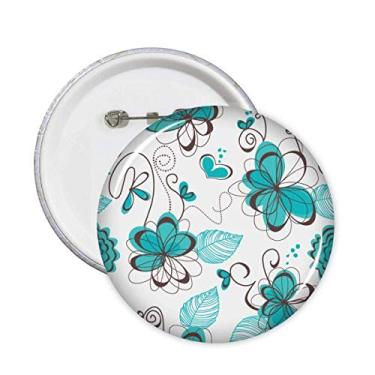 Imagem de Decoração de arte moderna flores água-marinha plantas alfinetes crachá botão emblema acessório 5 peças