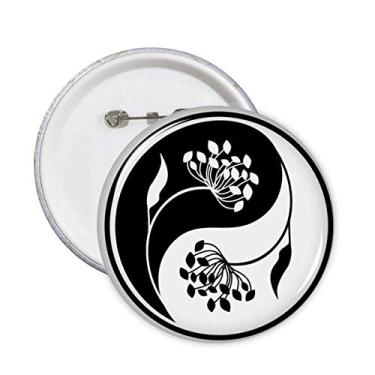 Imagem de Cultura Yin-yang Preto Branco Flor Alfinetes Emblema Botão Decoração Acessório 5 peças