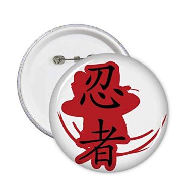 Imagem de Ilustração de Ilustração de Palavras Ninja Japão, Emblema, Botão, Decoração de Acessórios, 5 peças