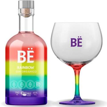 Imagem de Kit Gin Bë Rainbow - Garrafa 750 Ml Com Taça - Gin Bë Orgânico Bebidas