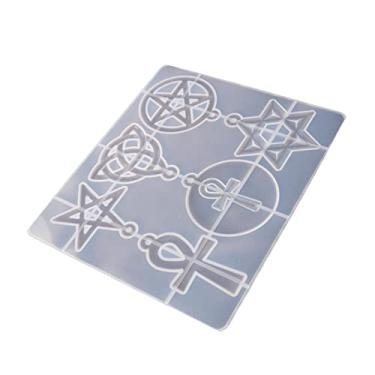 Imagem de 1 x molde de silicone, hexagrama hexagrama epóxi fundição molde pentagrama pingente pingente de silicone
