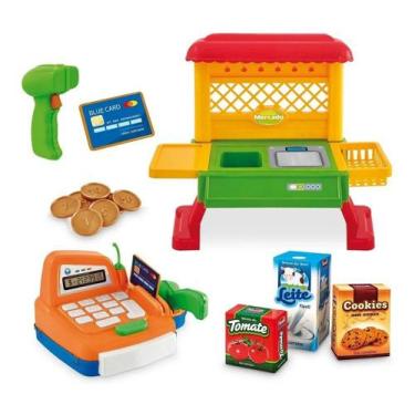 Imagem de Super Kit Mercadinho Bancada Com Caixa Registradora - Usual Brinquedos