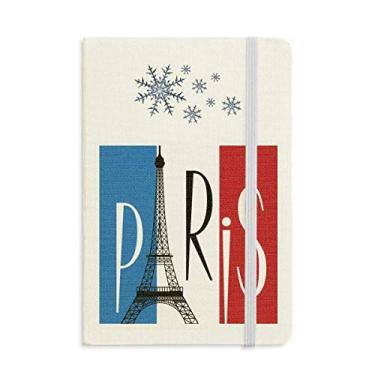 Imagem de Caderno com a bandeira nacional da França Torre Eiffel Paris grosso diário flocos de neve inverno