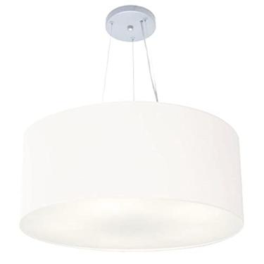 Imagem de Lustre Pendente Cilíndrico Cúpula Tecido 70x30 cm, Vivare Iluminação, Pendente4135 BR, Branco, Grande