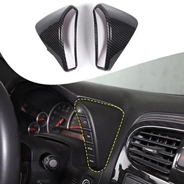 Imagem de Lcojicep Tampa de acabamento interno do interruptor do painel do carro de ambos os lados compatível com Chevrolet Corvette C6 2005-2013, velocímetro lateral painel multifuncional capa de moldura de botão (grão de fibra de carbono)