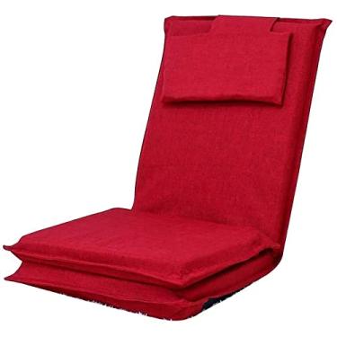 Imagem de Cadeira de chão confortável, sofá de lazer preguiçoso, encosto longo, dobrável, espreguiçadeira, 5 engrenagens, ajustável, removível e lavável, cadeira de meditação para janela de sacada, quarto,