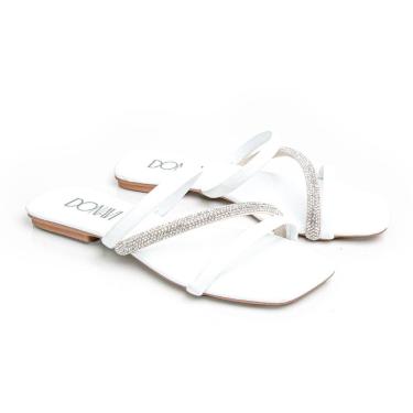 Imagem de Sandália Rasteirinha Casual Feminino Tiras Brilho Moda Elegante Prática