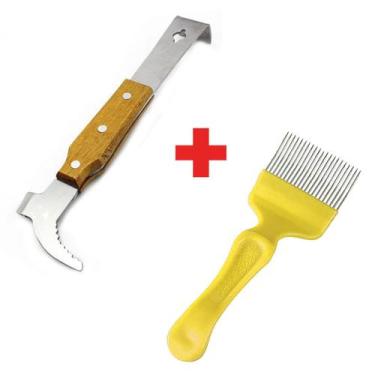 Imagem de Kit Apicultura Formão Inox + Garfo Desoperc Inox 21 dentes - ARBORETHO