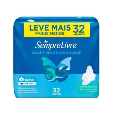 Imagem de Absorvente Sempre Livre Adapt Plus com Abas 32 Unidades, 32