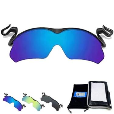 Imagem de POCONT Óculos de sol esportivos Clip Cap, óculos de sol com clipe polarizado para uso externo, golfe, ciclismo, pesca, óculos de sol para homens, Azul
