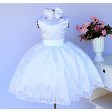 Imagem de Vestido Infantil Princesa Dama Batizado Comunhão Casamento - Pingo de 