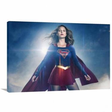 Imagem de Quadro decorativo SuperGirl com Tela em Tecido - Wall Frame
