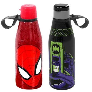 Imagem de Kit Garrafinha do Homem Aranha e Batman com Tampa Abre Fácil 530ml - P