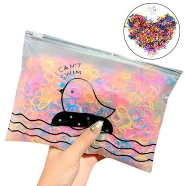 Imagem de Kit 5000 Elásticos Silicone Estojo Colorido Cabelo Infantil - Things N