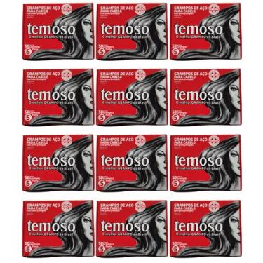 Imagem de Kit 12 Grampo De Aço Para Cabelos Nº 5 Preto 50Un - Teimoso - Temoso
