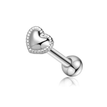 Imagem de FLORA PIERCING MINIBARBELL PRATA 925 BRINCO HELIX CONCH CORAÇÃO 1.2X8