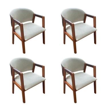 Imagem de Kit 4x Cadeira Ana Sala de Jantar Cozinha Escritório Em Linho Com Enco