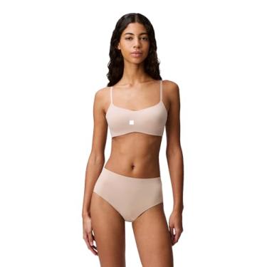 Imagem de Calvin Klein Sutiã feminino Liquid Touch levemente forrado com gola redonda, Amêndoa mel 200, 34D