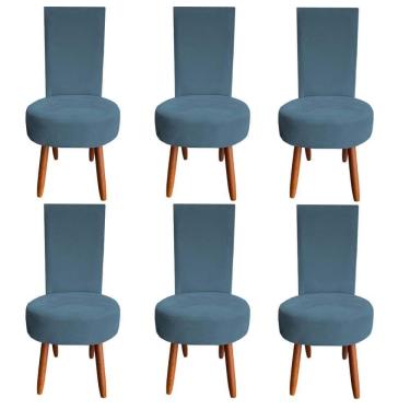 Imagem de Kit 06 Cadeiras De Jantar Lisboa Sued Azul Tiffany D`classe Decor