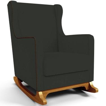 Imagem de Poltrona De Amamentação Com Balanço Mavie L02 Linho Verde Musgo - Lyam Decor