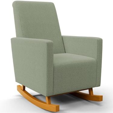 Imagem de Poltrona De Amamentação Com Balanço Ravena W01 Bouclê Oliva - Lyam Decor