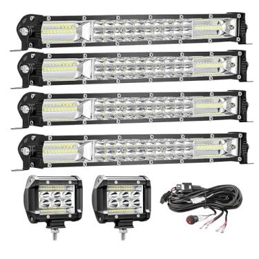 Imagem de SAN YOUNG Kits De Barras Luz Led, (4) Finas 12", (2) Cápsulas 4", (1) Chicote Elétrico, Relé 24 V, Caminhão, Quadriciclo, Utv, Rv, Ezgo, Carrinho Golfe, À Prova D'Água