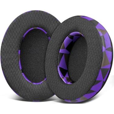 Imagem de SOULWIT Almofadas De Substituição Tecido Malha Para Fones Ouvido Hyperx Cloud 1/2/3/Pro/Core/Alpha/Alpha S/Alpha Pro/Flight/Flight S/Stinger/Stinger S, Cloudx Stinger/Stinger Core/Flight - Roxo Pret