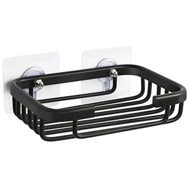 Imagem de RONCHEN Saboneteira, Suporte De Parede Alumínio Para Chuveiro, Banheiro, Cozinha, Instalação Com Perfuração Ou Colagem Direta, Preto, 5,5 Polegadas